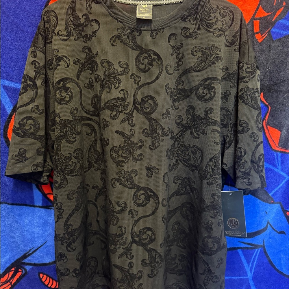Men's Black Patterned Dress Shirt